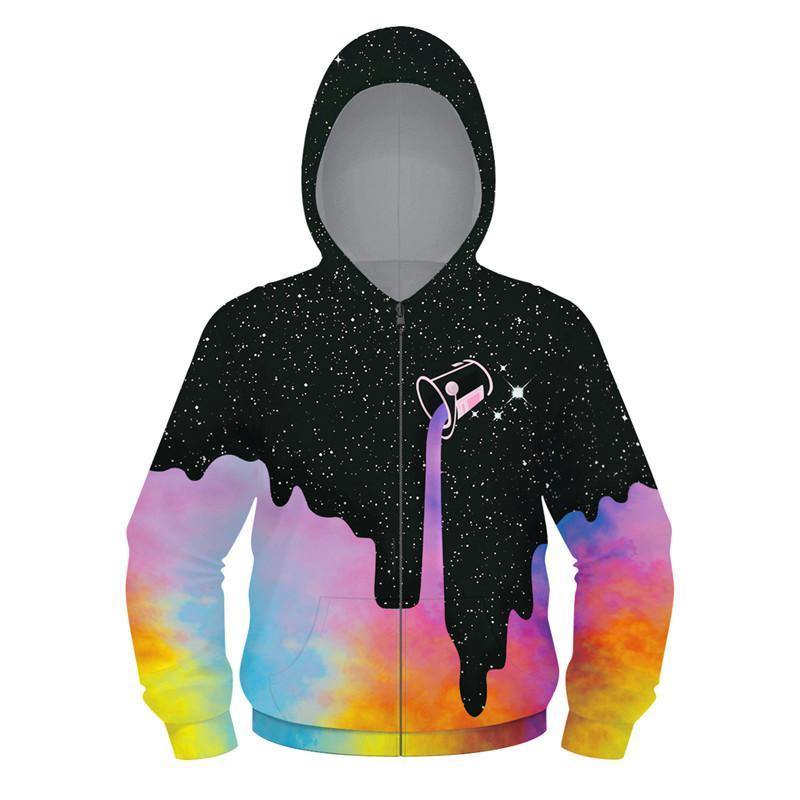 Kids Full Zip Hoodie Drip Milk Galaxy Print Sweatshirt