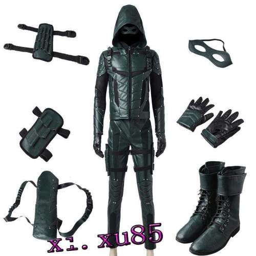 Green Arrow Season 5 Oliver Queen Cosplay Costume Full Suit Custom Any Size