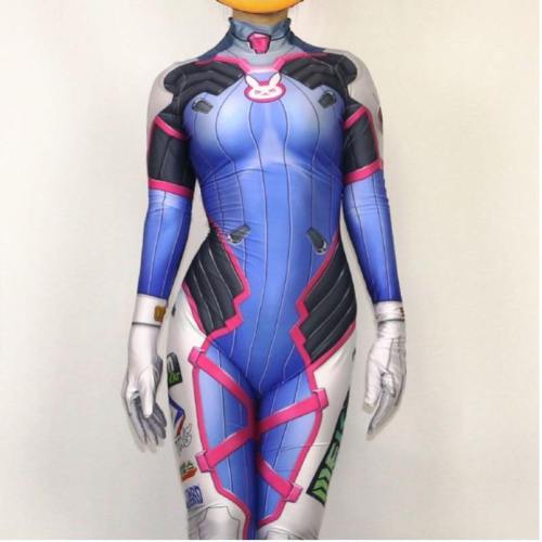 Cosplay Costume Dva Suit Spandex Lycra Zentai Bodysuit Woman Grils One Piece Full Body Unitard Halloween Party Costumes
