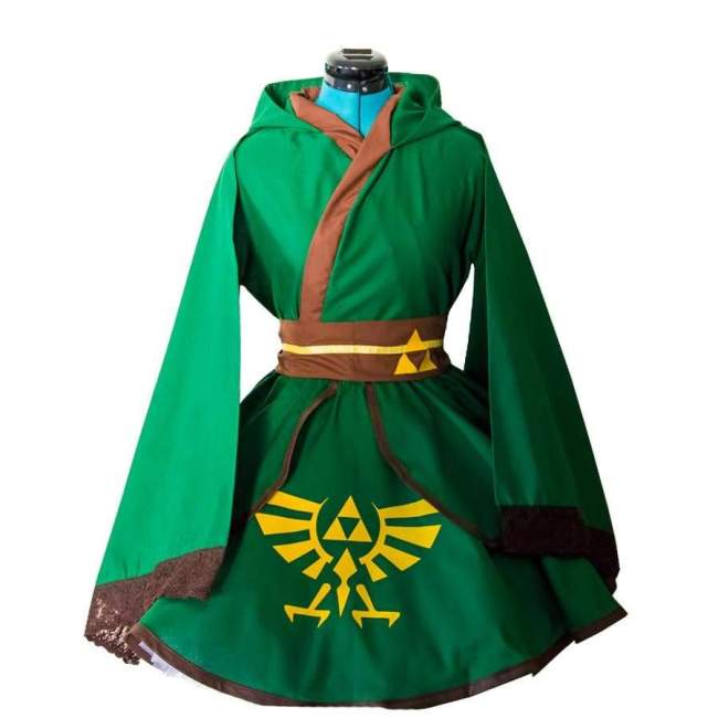 The Legend of Zelda Link Green Lolita Kimono Dress Anime Cosplay Costume