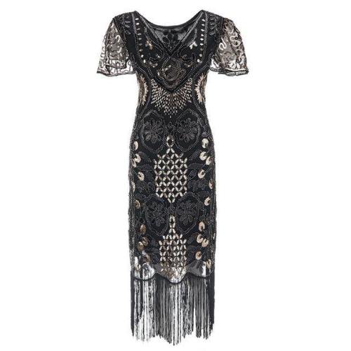 S Flapper Roaring Plus  Size 20S Great Gatsby Fringed Sequin Beaded Dress And Embellished Art Deco Dress Accessories Xxxl