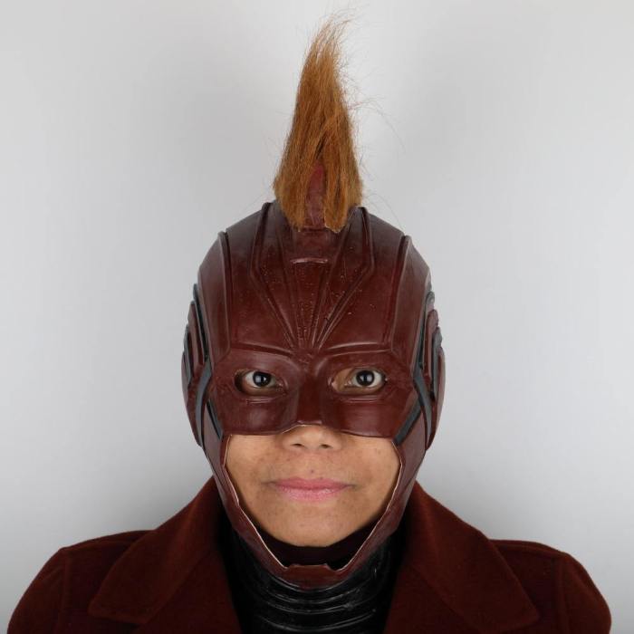 Captain Marvel Helmet Cosplay Prop Mask With Yellow Hair Latex Mask Halloween Cosplay Prop