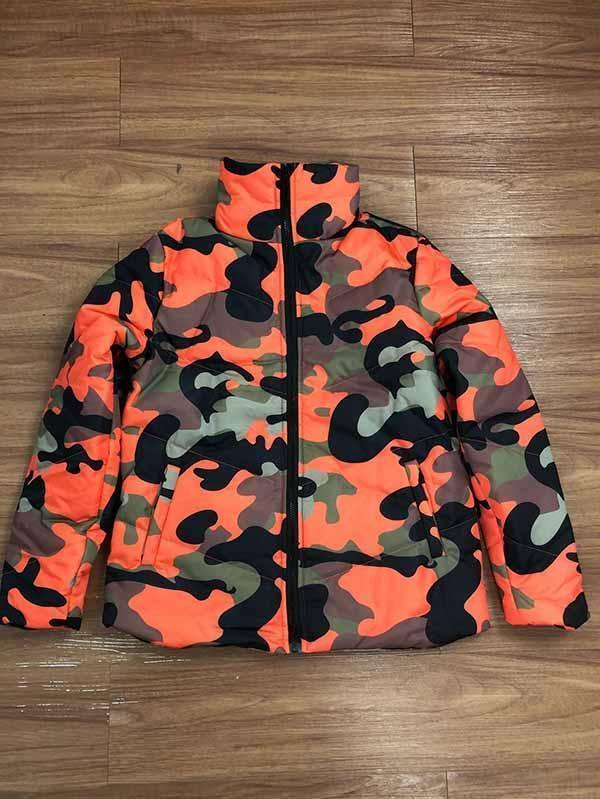Unisex Stand Collar Camouflage Quilted Jacket