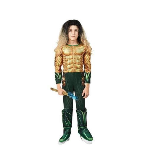 Kids Superhero Aquaman Muscle Jumpsuit Halloween Cosplay Costume For Boy And Girls