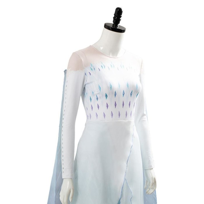 Frozen 2 Elsa Ahtohallan Cave Queen White Gown Cosplay Costume