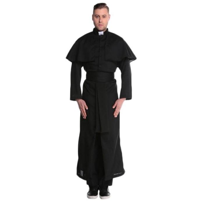 Halloween Costumes For Men Priest Set Abbey Priest Men'S Set Priest Black Cosplay Stage Carnival Set Xl