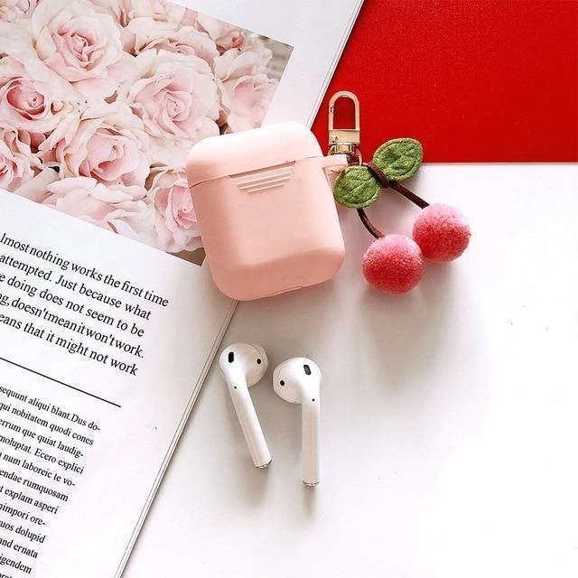 Cute 3D Cherry Apple Airpods Protective Case Cover With Key Ring