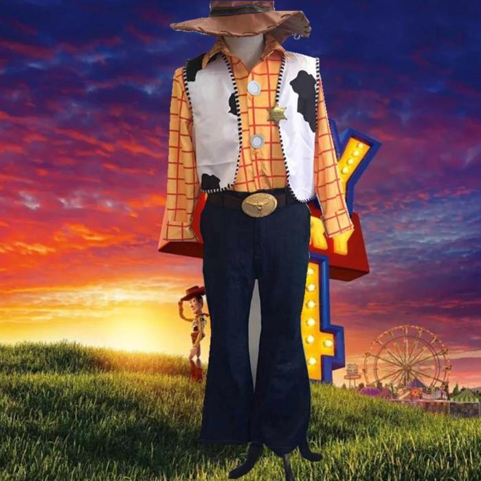 Toy Story 4 Woody Cos Full Set Cosplay Costume Cowboy Sheriff