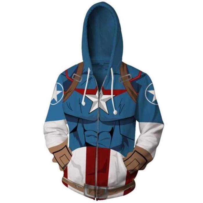 Captain America Hoodie - Steve Rogers Zip Up Hoodie