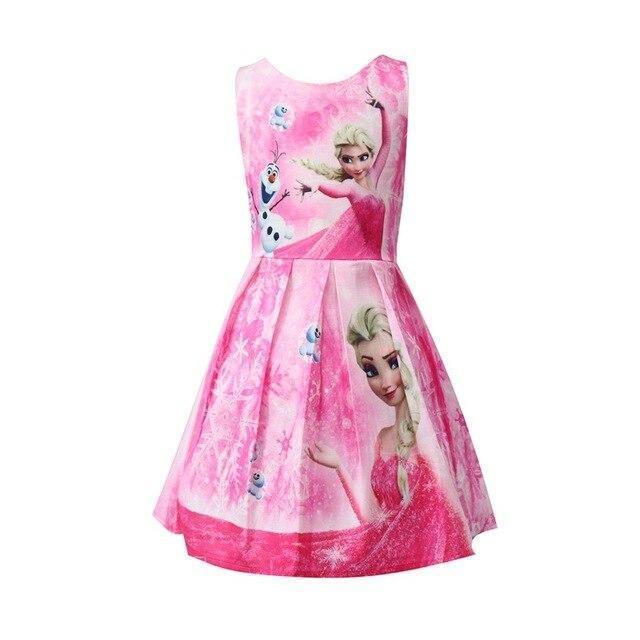 Princess Girls Dress Lovely Small Children'S Vest Dress Cotton Summer Frozen Elsa Fashion Children'S Clothing Girl Baby Dress