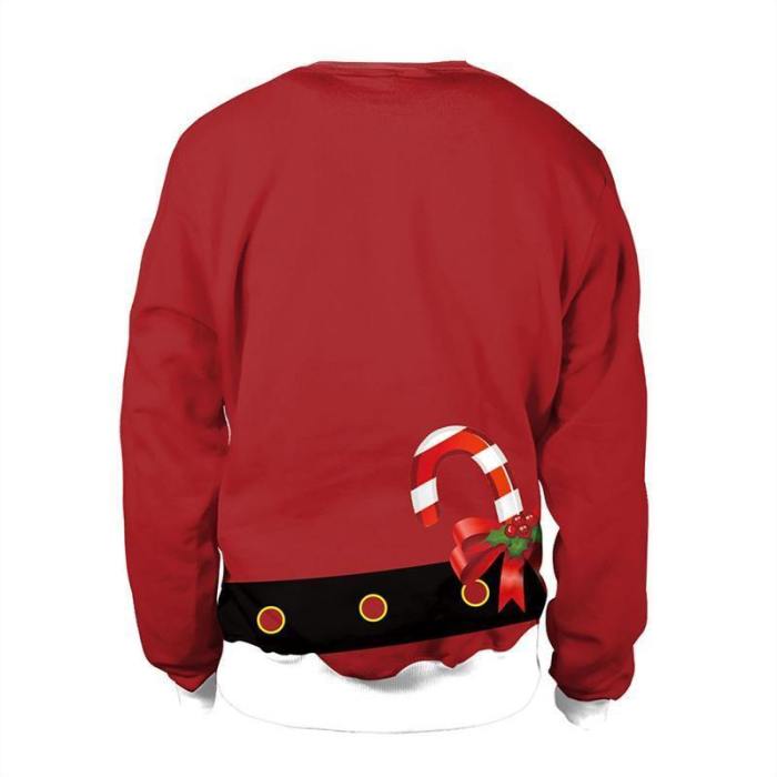 Mens Red Pullover Sweatshirt 3D Graphic Printing Christmas Bell Pattern