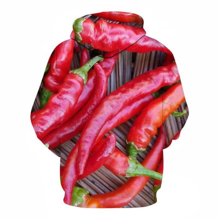 Red Chilli All Over 3D Hoodie Sweatshirt Pullover