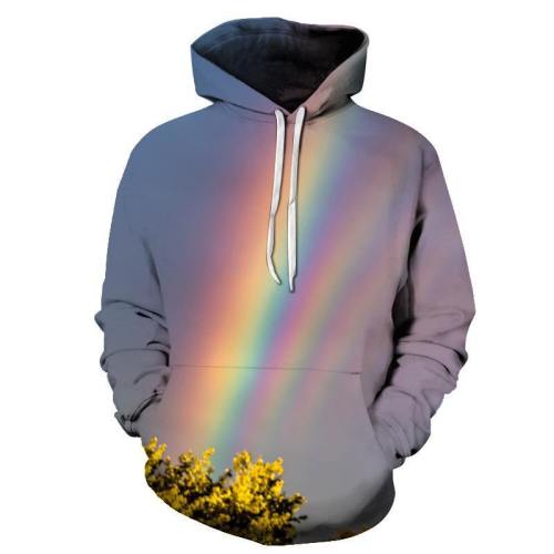 Grey Rainbow 3D Hoodie Sweatshirt Pullover