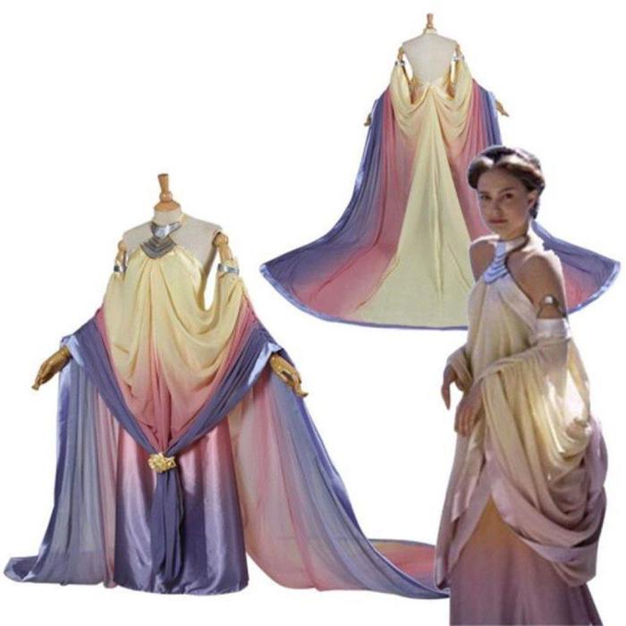 Stars Wars Padme Naberrie Amidala Cosplay Costume Fancy Backless Evening Dress