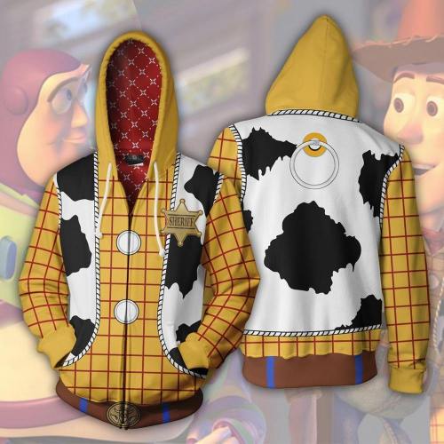 Woody Zip Up Hoodies Sweatshirt Long Sleeve Cowboy Woody Cosplay Costumes 3D Printed Hooded Sweatshirts Jacket Coat Sweater