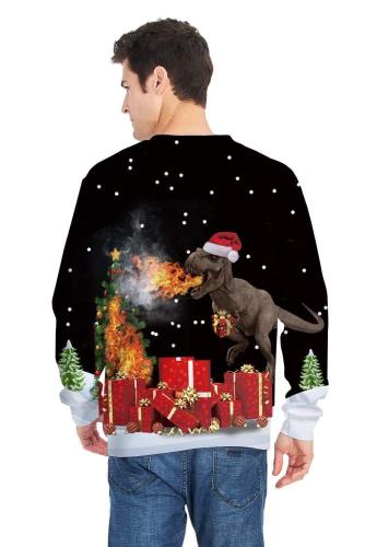 Ugly Christmas Pullover Dinosaur Printed Xmas Gift