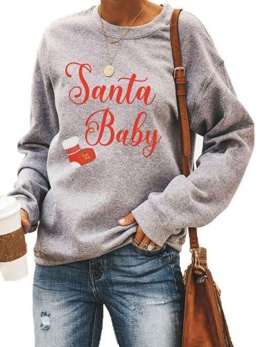 Santa Baby Christmas Sock Print Women Sweatshirt