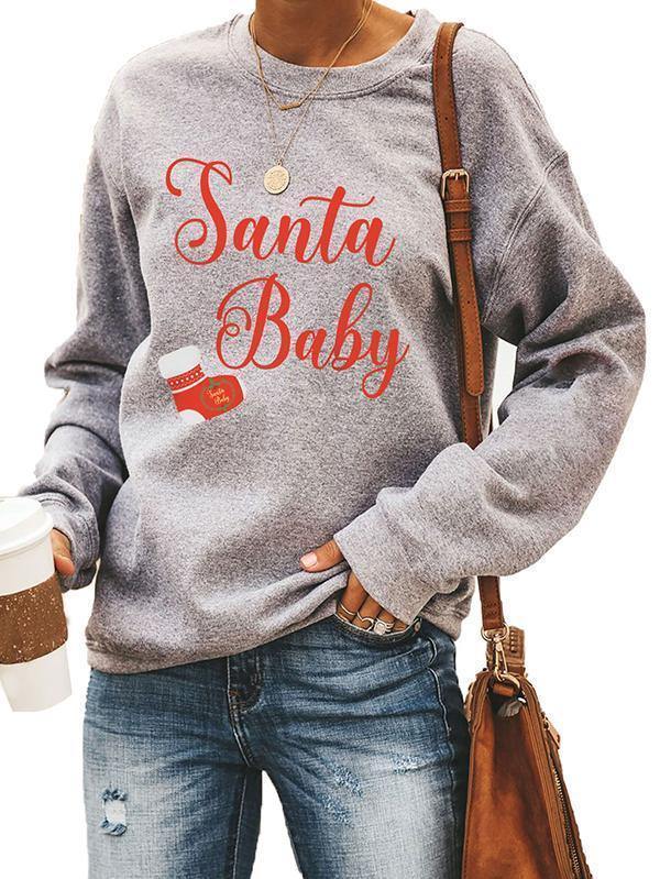 Santa Baby Christmas Sock Print Women Sweatshirt