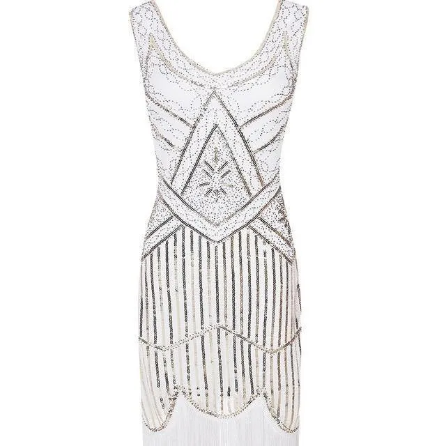Newest Women'S S Vintage Sequin Full Fringed Deco Inspired Flapper Dress Roaring 20S Great Gatsby Dress Vestidos