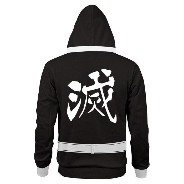 Unisex Demon Slayer: Kimetsu No Yaiba Hoodie Kisatsutai Uniform Cosplay Hooded Pullover Sweatshirt Cosplay Costume