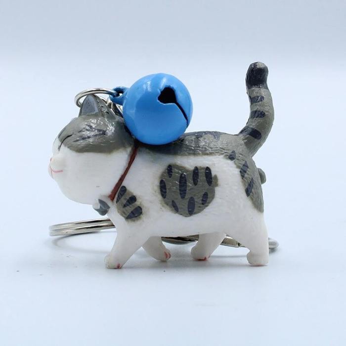 Adorable Cartoon Cat With Bell Keychain