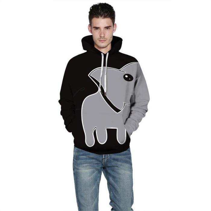 Mens Hoodies 3D Graphic Printed Whale Face Pullover