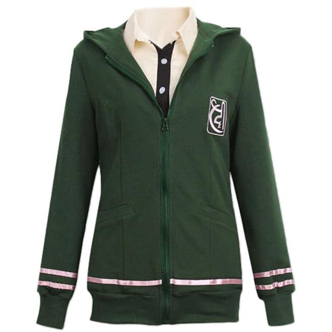 Super Danganronpa Chiaki Nanami Cosplay Costume High School Zip Up Outfit Uniform Hoodie