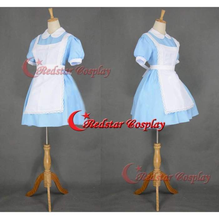 Alice In Wonderland Cosplay Costume Characters Adult Dress Tea Party Blue Cosplay Dress