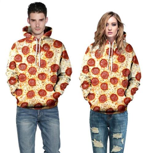 Mens Hoodies 3D Printed Pizza Party Printing Hooded