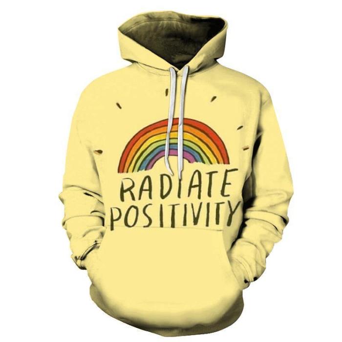 Rainbow Positive Quote 3D Hoodie Sweatshirt Pullover