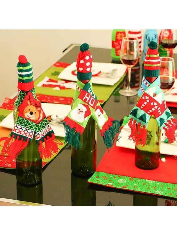 Christmas Wine Bottle Cover Knitted Sweater Xmas Decoration