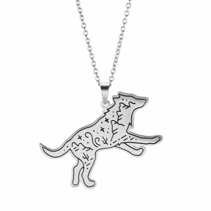 Stainless Steel Wolf Pendant Necklace