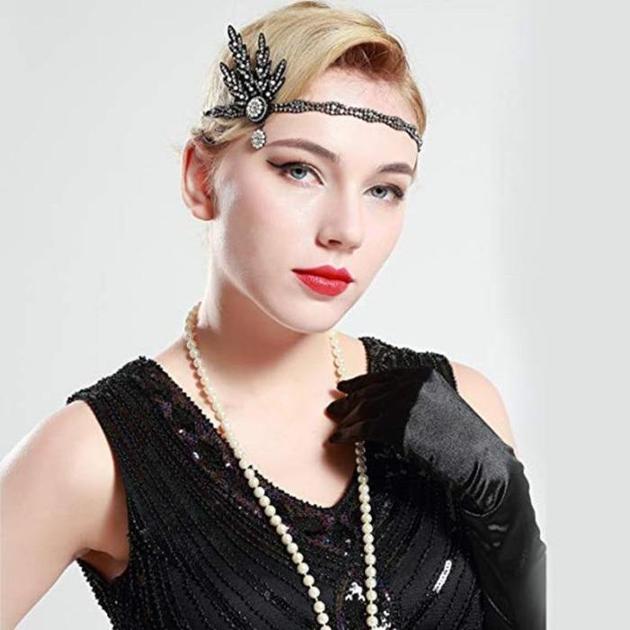 Women'S Art Deco 'S Flapper Great Gatsby Inspired Leaf Medallion Pearl Headpiece Headband Party Accessory