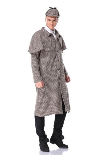 Sherlock Holmes Costume Coat Hat Detective World Book Day Fancy Dress Men Child Boy Costume Parent-Child Prop Character Unisex Halloween Cosplay Costume