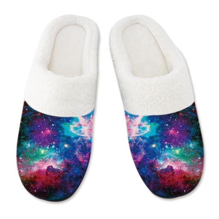 Mens 3D Printing Colorful Starry Sky Pattern Slippers