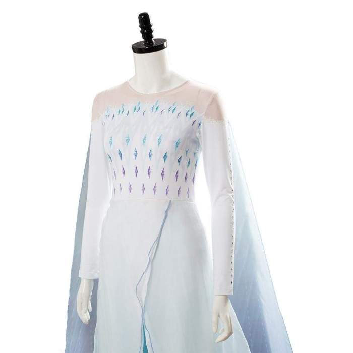 Frozen 2 Elsa Ahtohallan Cave Queen White Gown Cosplay Costume