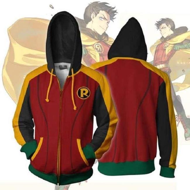 Batman Hoodie - Robin Damian Wayne Zip Up Hoodie