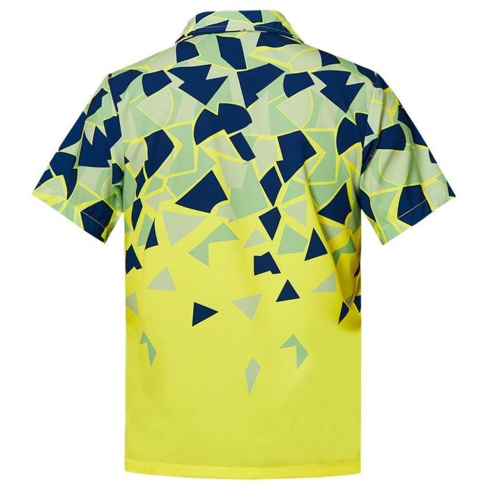 Men'S Hawaiian Yellow Shirt Geometric Printing