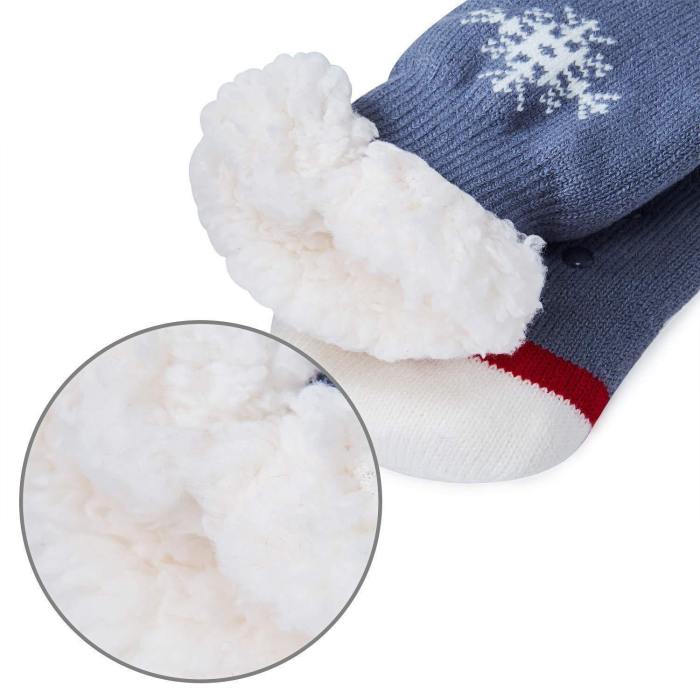 Women'S Christmas Sherpa Socks Fuzzy Soft Christmas Knee Highs Stockings Grippers Slipper Socks