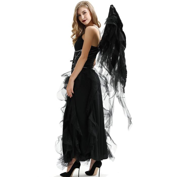 Halloween Sexy Angel Witch Black Dress Costume