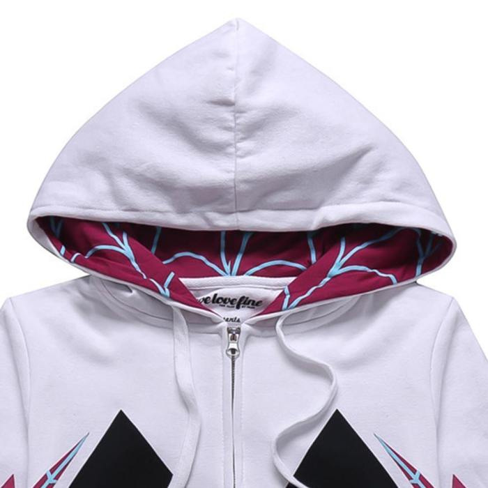 Unisex Gwen Stacy Hoodies Spider-Man: Into The Spider-Verse Zip Up 3D Print Jacket Sweatshirt