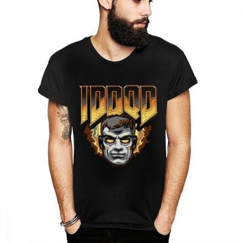 Doom Vintage Men Cartoon Cotton Short Sleeve Plus Size Cool T-Shirt