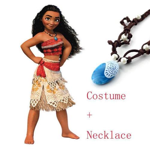 Princess Moana Cosplay Costume For Children Moana Costume With Necklace