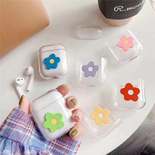 Hyuna Style Korean Flower Transparent Apple Airpods Protective Case Cover