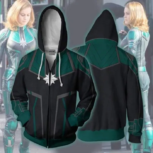 Captain Marvel Hoodie - Carol Danvers Zip Up Hoodie