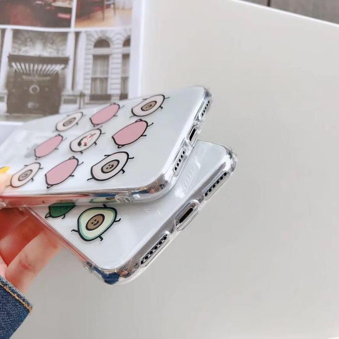 Cute Cartoon Peach Avocado Transparent Phone Case