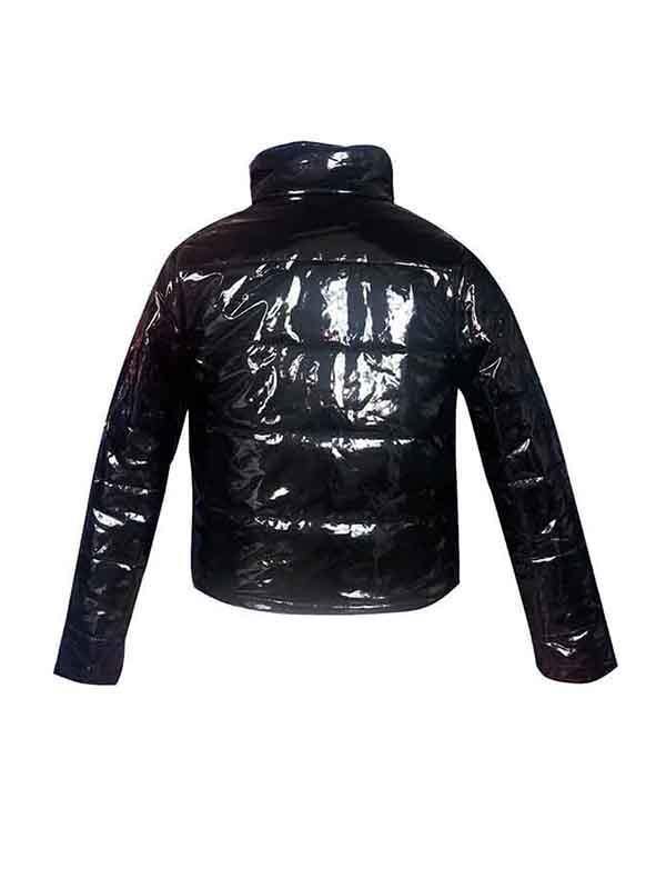 Women Waterproof Patent Leather Puffer Coat
