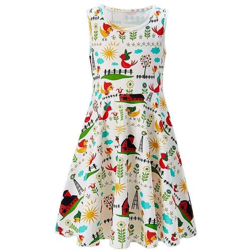 Girls Summer Dress Farm Sleeveless Casual Dress