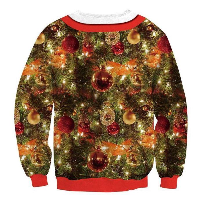 Mens Pullover Sweatshirt 3D Printed Christmas Hanging Ball Long Sleeve Shirts