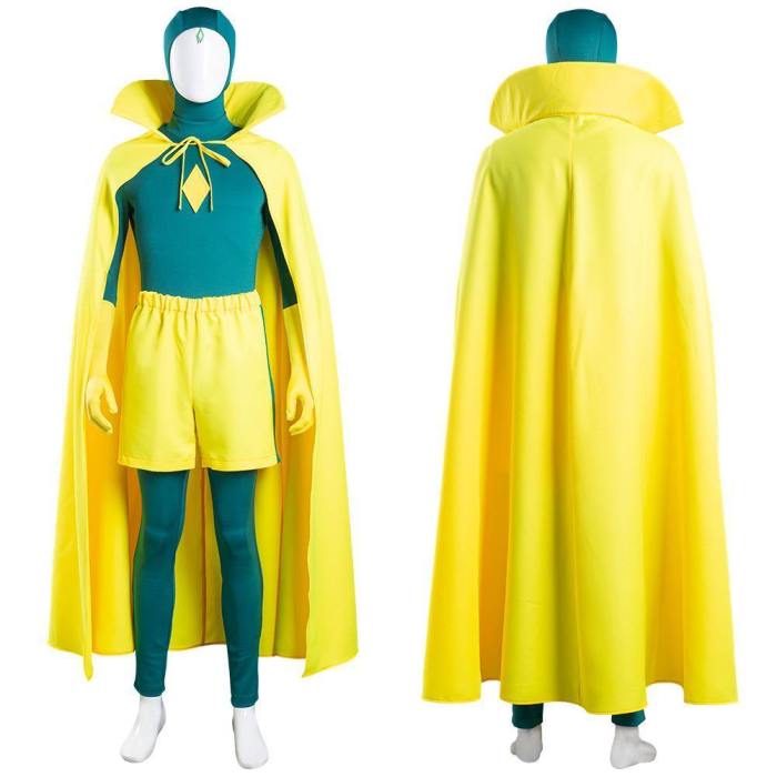 Wanda Vision Vision Jumpsuit Cloak Outfits Halloween Carnival Suit Cosplay Costume